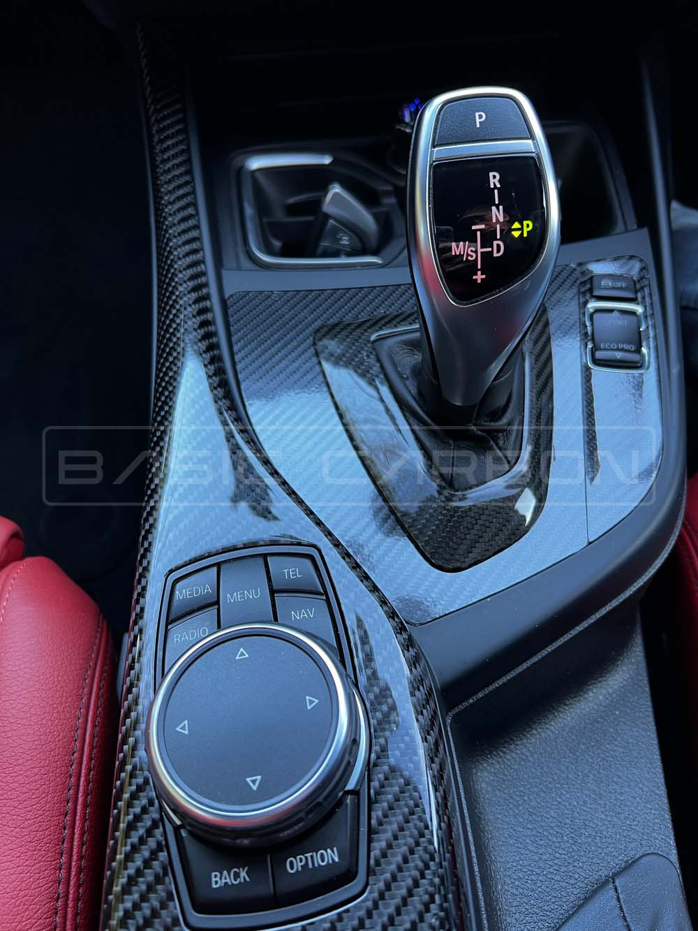 Basic Carbon BMW F20 F22 F30 F32 Pre-Preg Dry Carbon Fibre Gear Surround Cover (Inc. M135i, M240i, 335i & 435i)